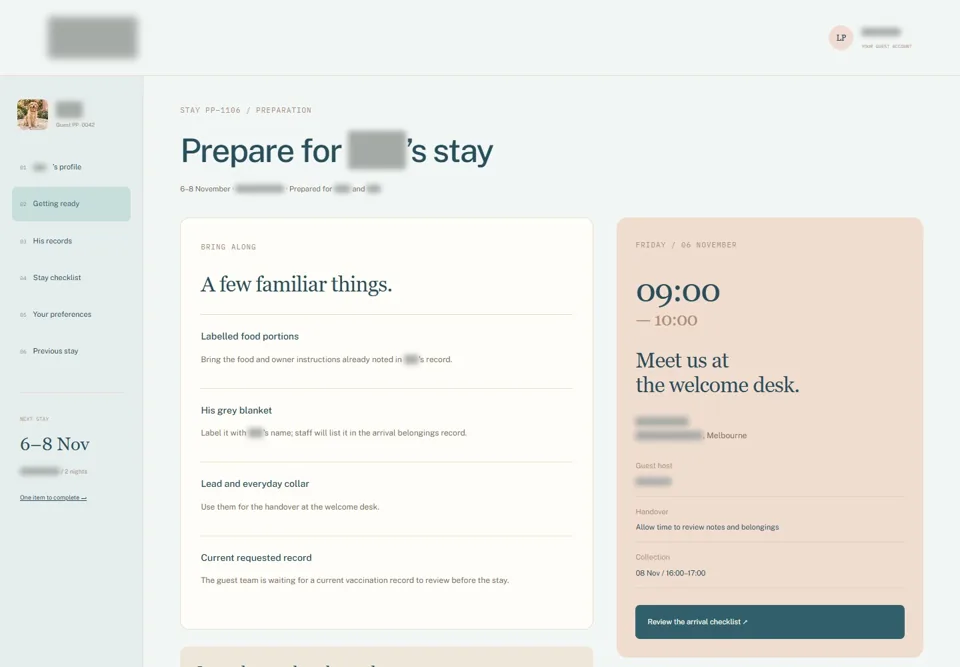 Prepare for Otis’s stay — identifying labels masked