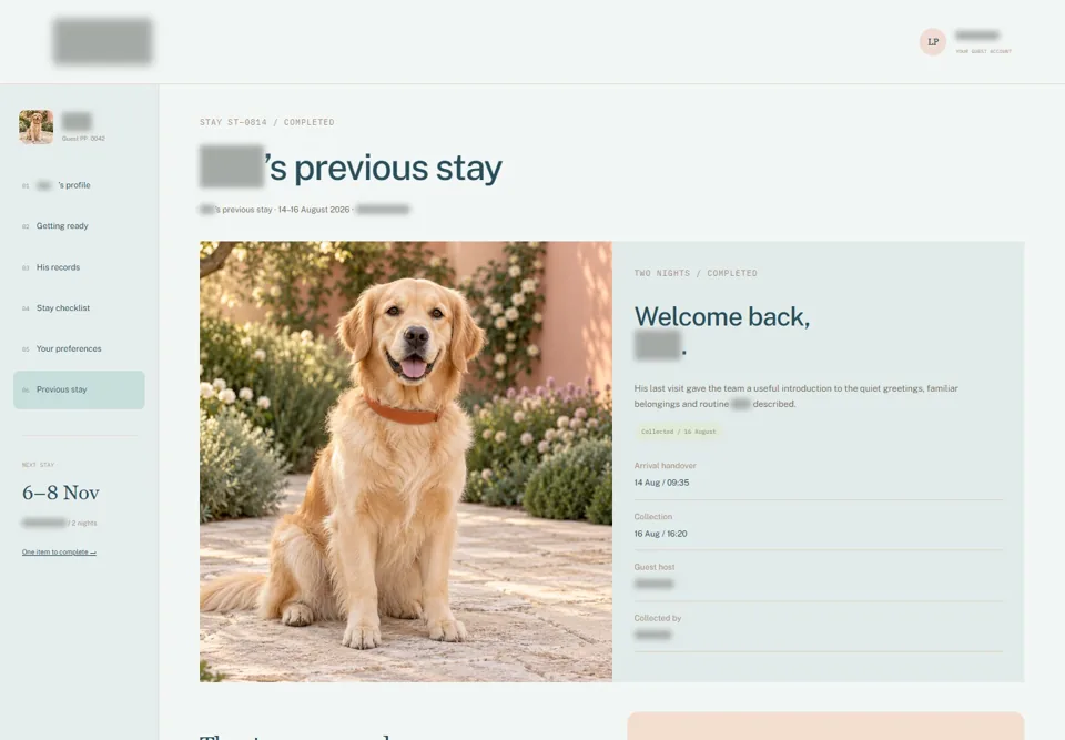 Otis’s previous stay — identifying labels masked