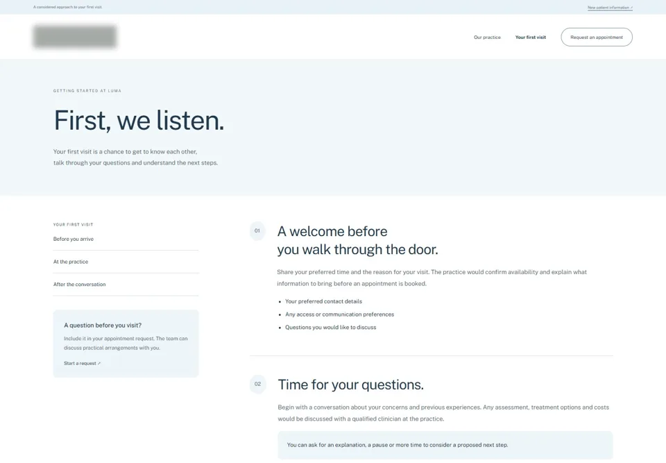Your first visit — identifying labels masked
