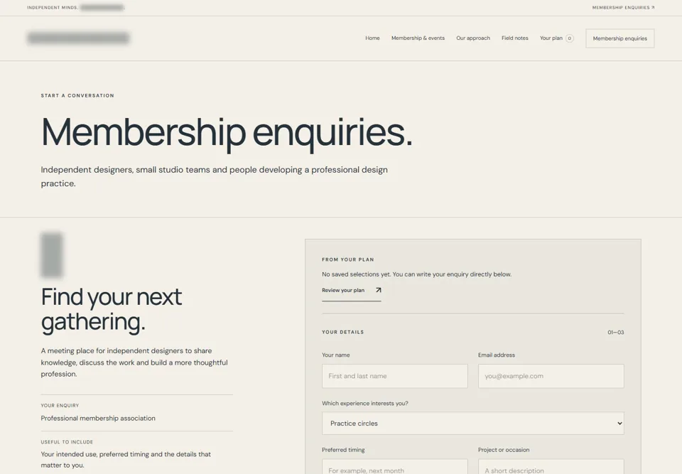 Membership enquiries — identifying labels masked