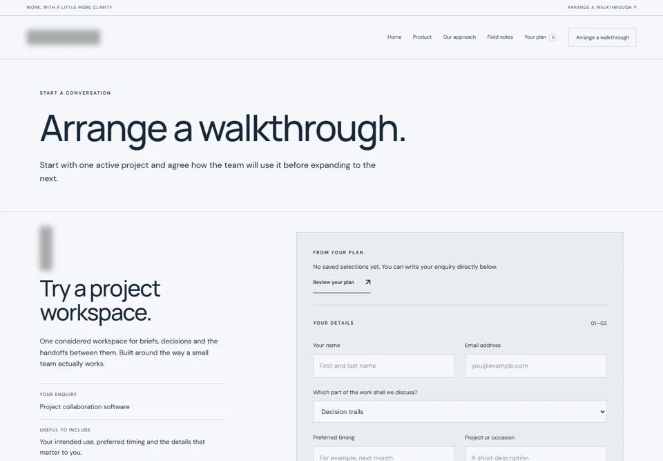 Arrange a walkthrough — identifying labels masked