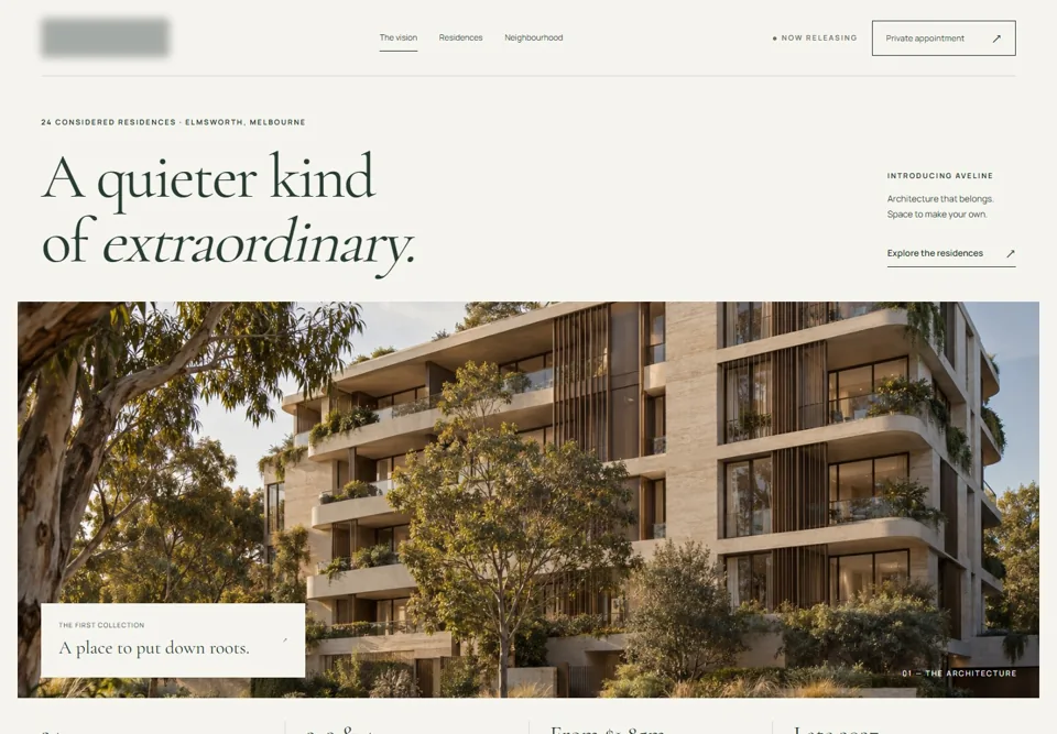 The architectural introduction, with identifying details masked