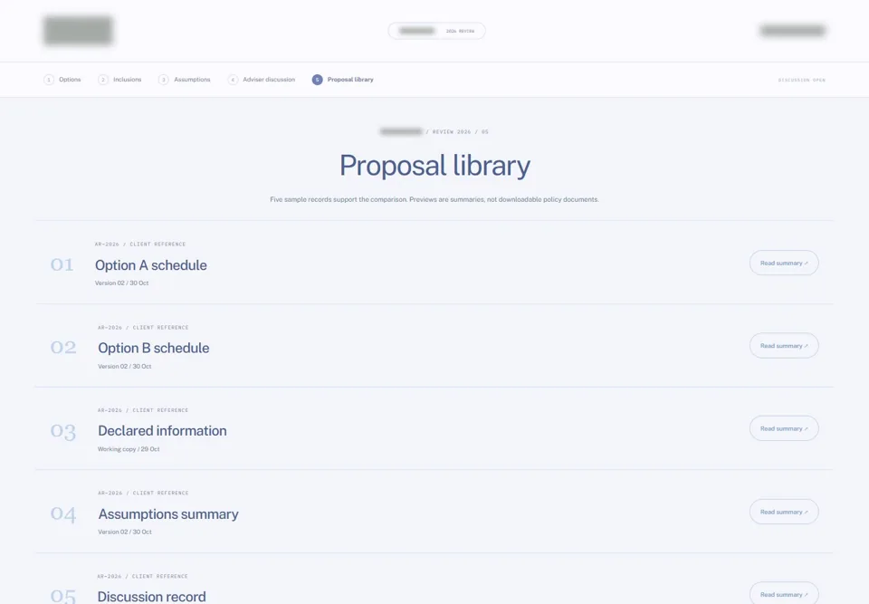 Proposal library — identifying labels masked