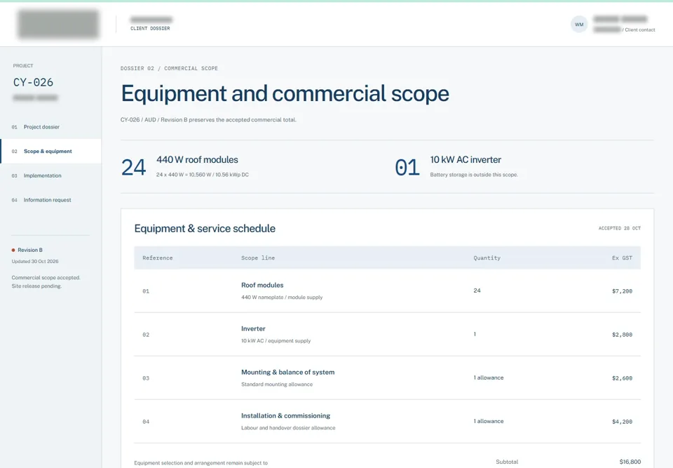 Equipment and commercial scope — identifying labels masked