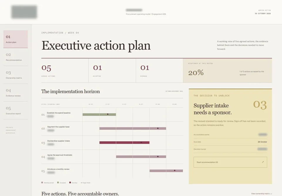 Executive action plan — identifying labels masked