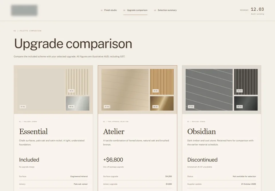 Upgrade comparison — identifying labels masked