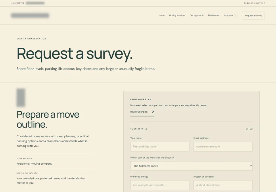 Request a survey — identifying labels masked
