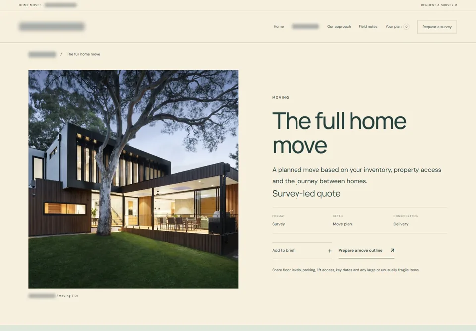 The full home move — identifying labels masked