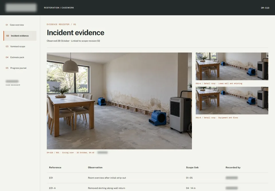 Incident evidence — identifying labels masked