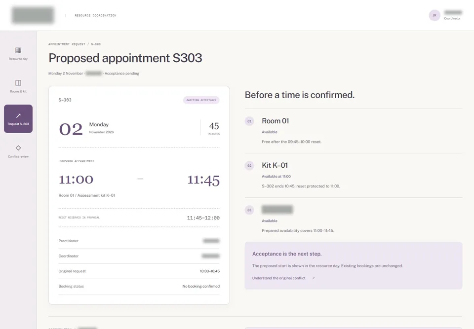 Proposed appointment S303 — identifying labels masked
