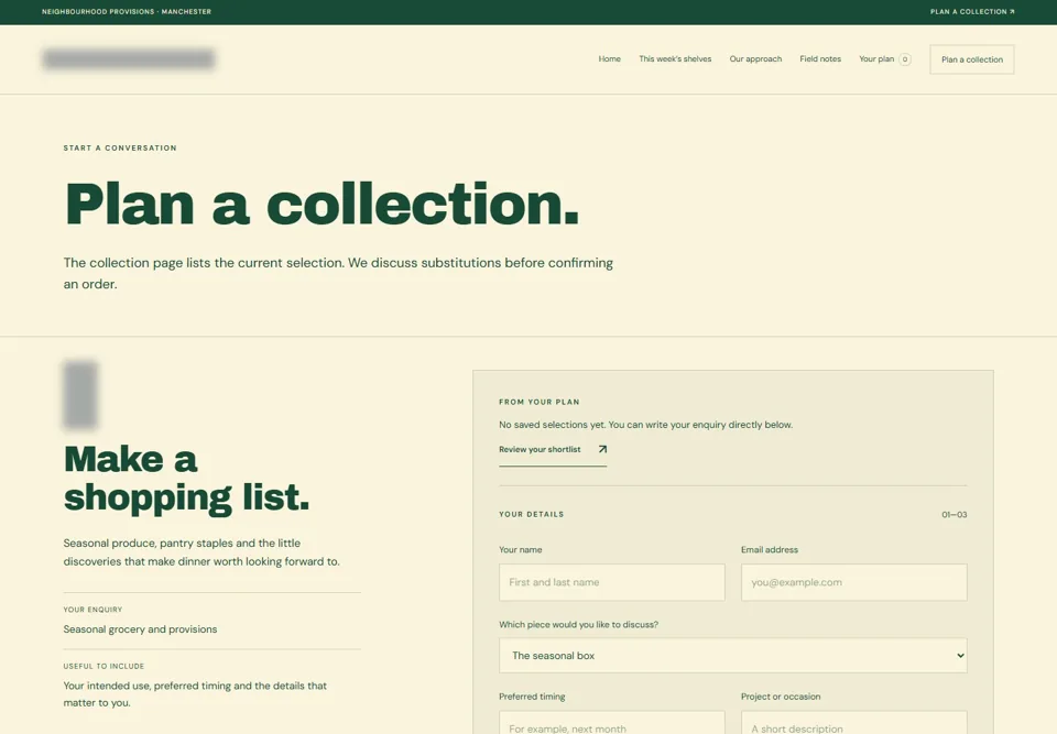 Plan a collection — identifying labels masked