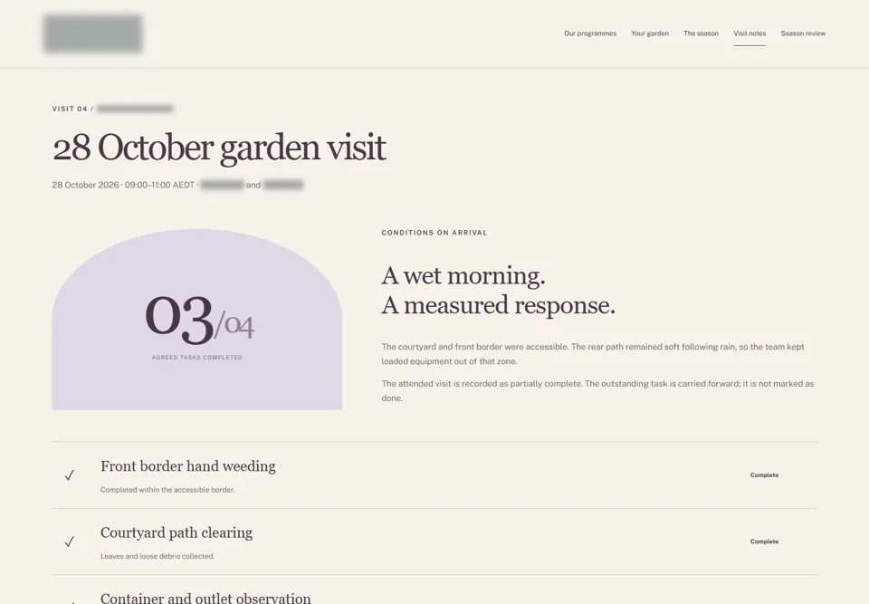28 October garden visit — identifying labels masked