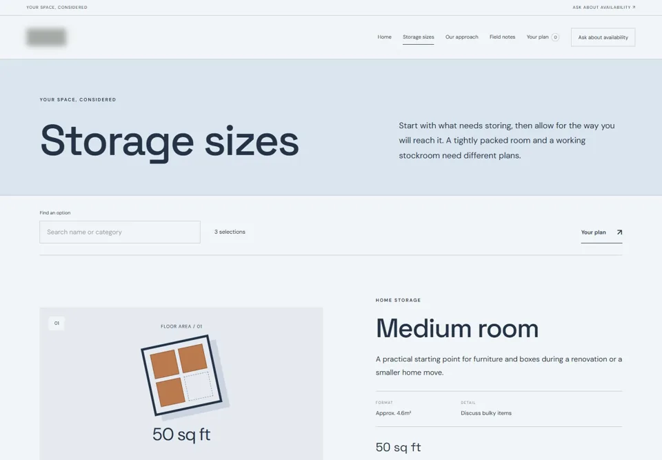 Storage sizes — identifying labels masked