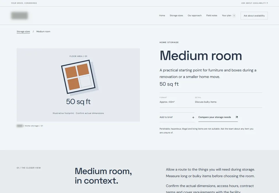 Medium room — identifying labels masked