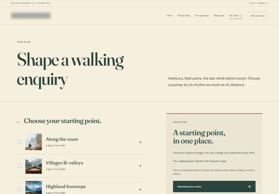 Shape a walking enquiry — identifying labels masked