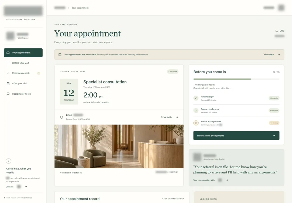 Your appointment — identifying labels masked