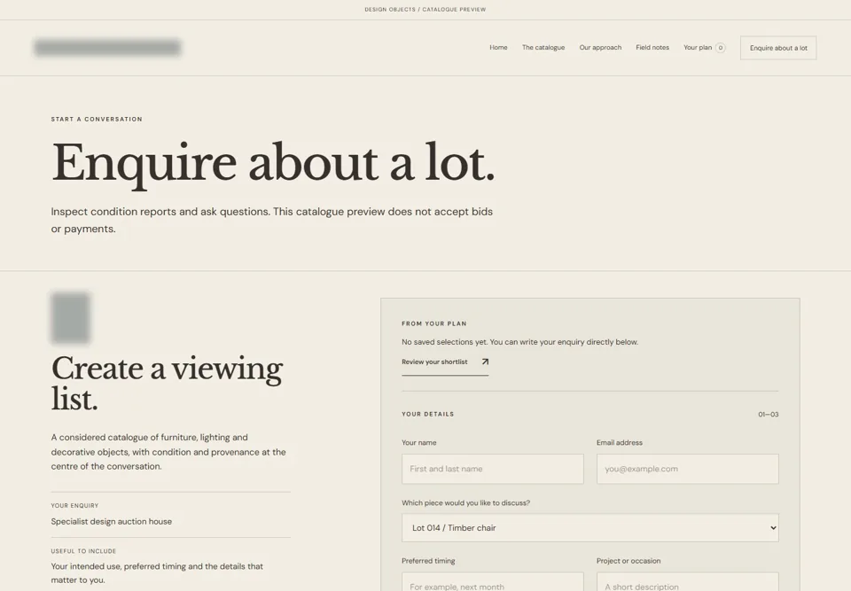 Enquire about a lot — identifying labels masked