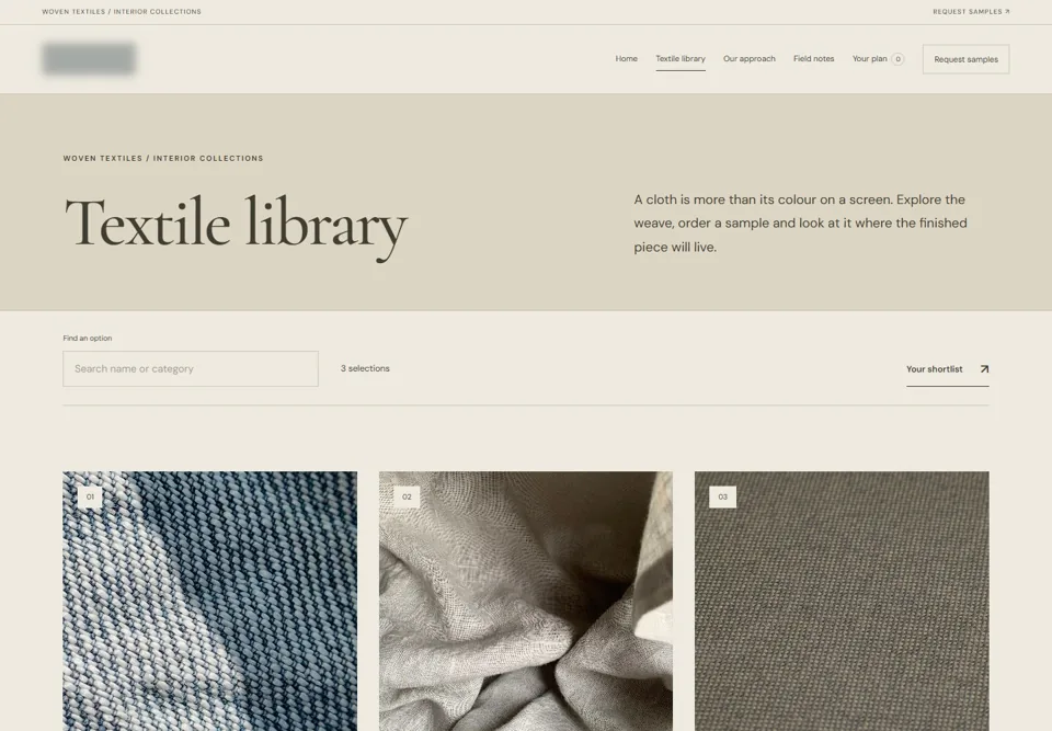 Textile library — identifying labels masked