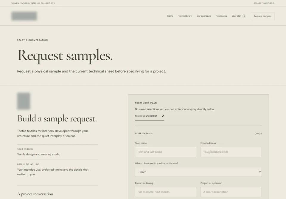 Request samples — identifying labels masked