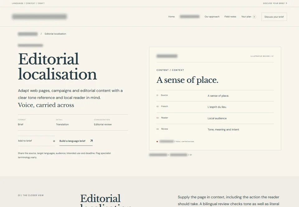 Editorial localisation — identifying labels masked