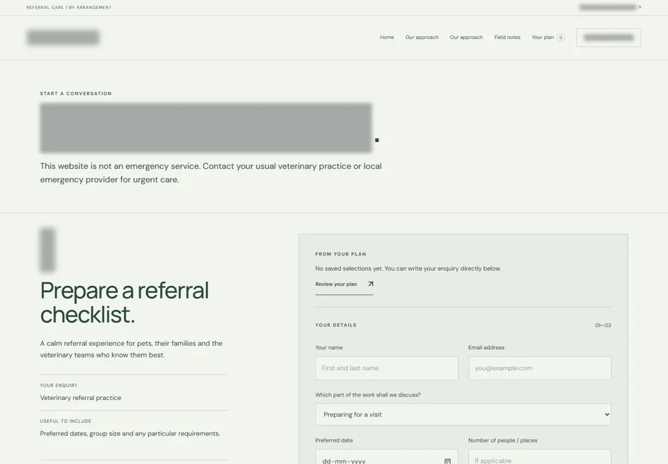 Contact the practice — identifying labels masked