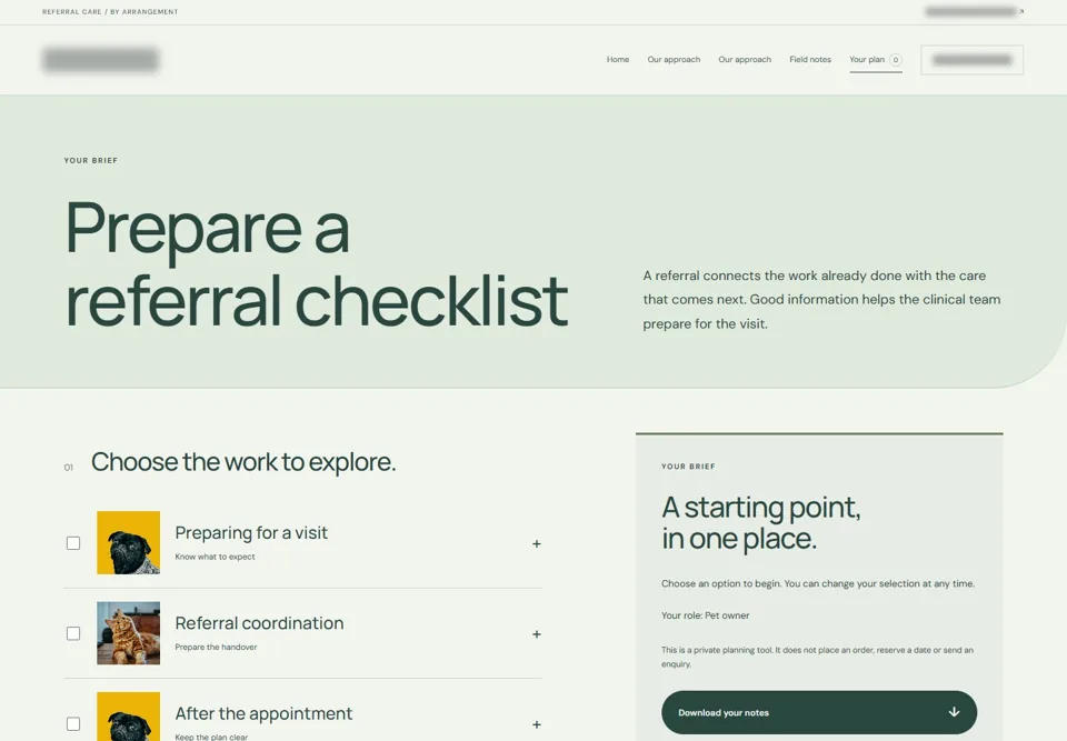Prepare a referral checklist — identifying labels masked