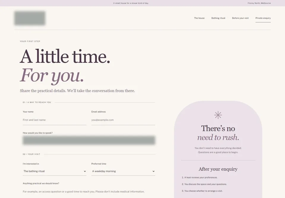A private enquiry — identifying labels masked