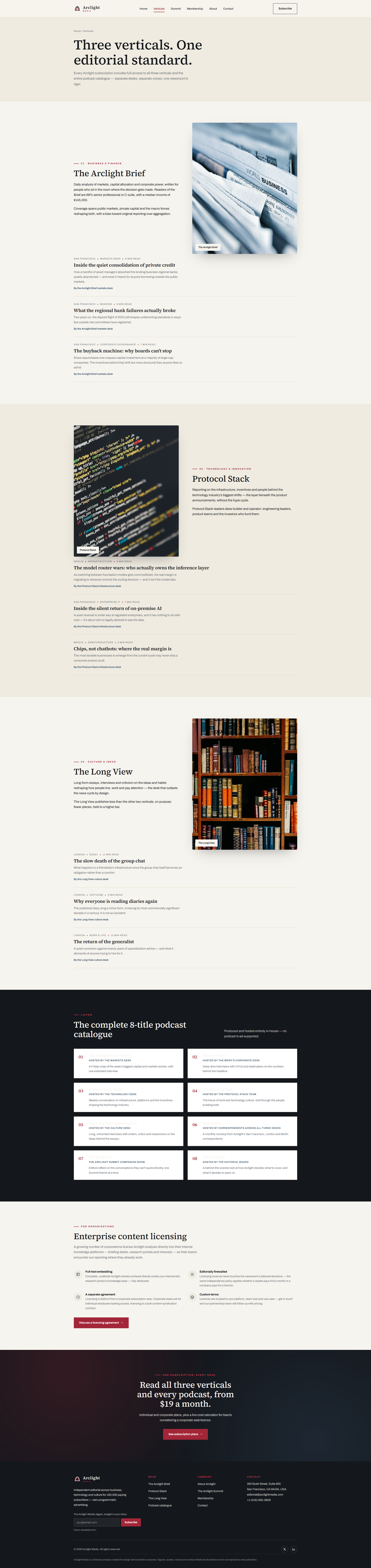 Independent Digital Publishing Website, verticals page