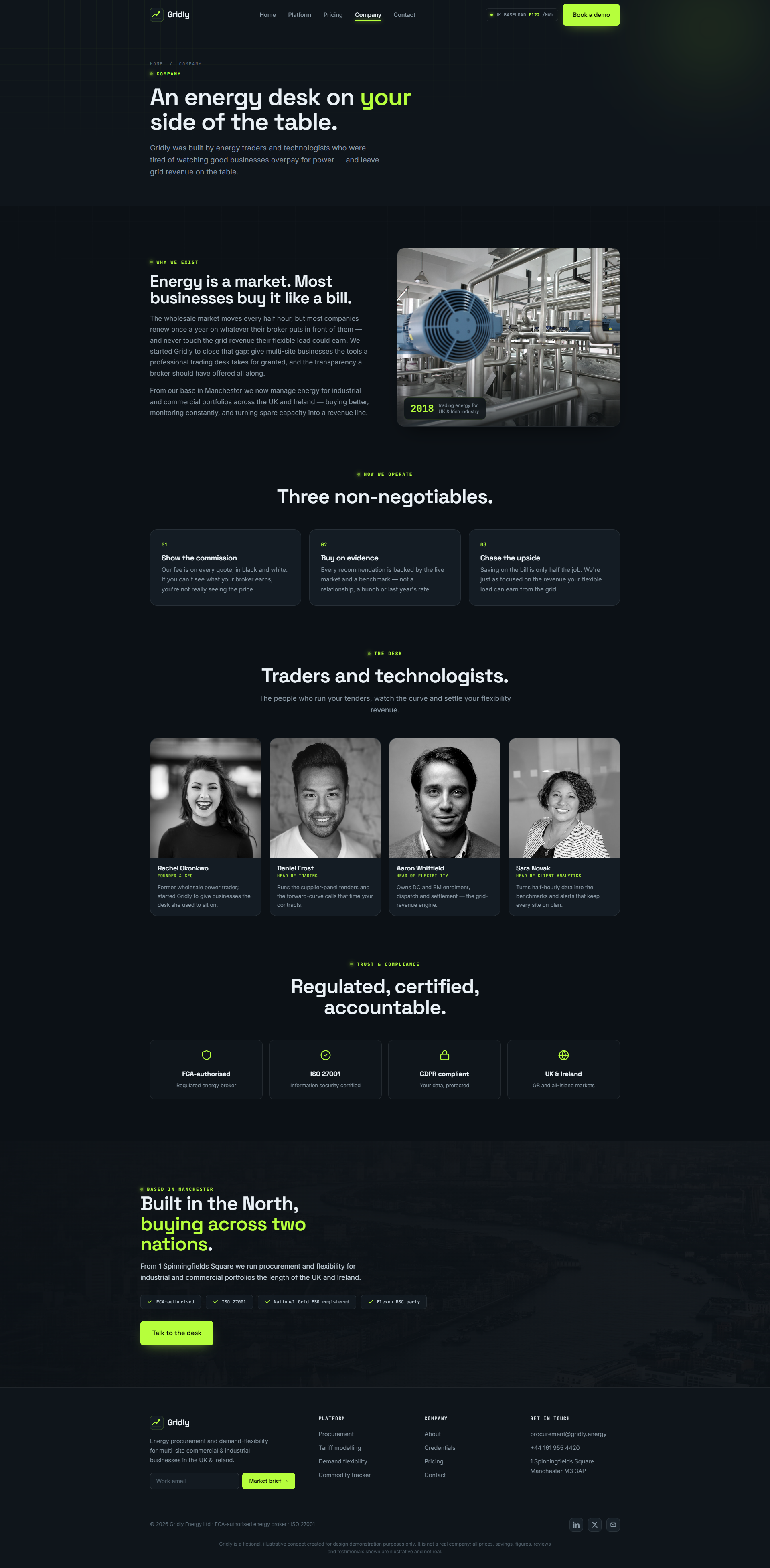 Energy Procurement & Demand Flexibility Platform Website, company page