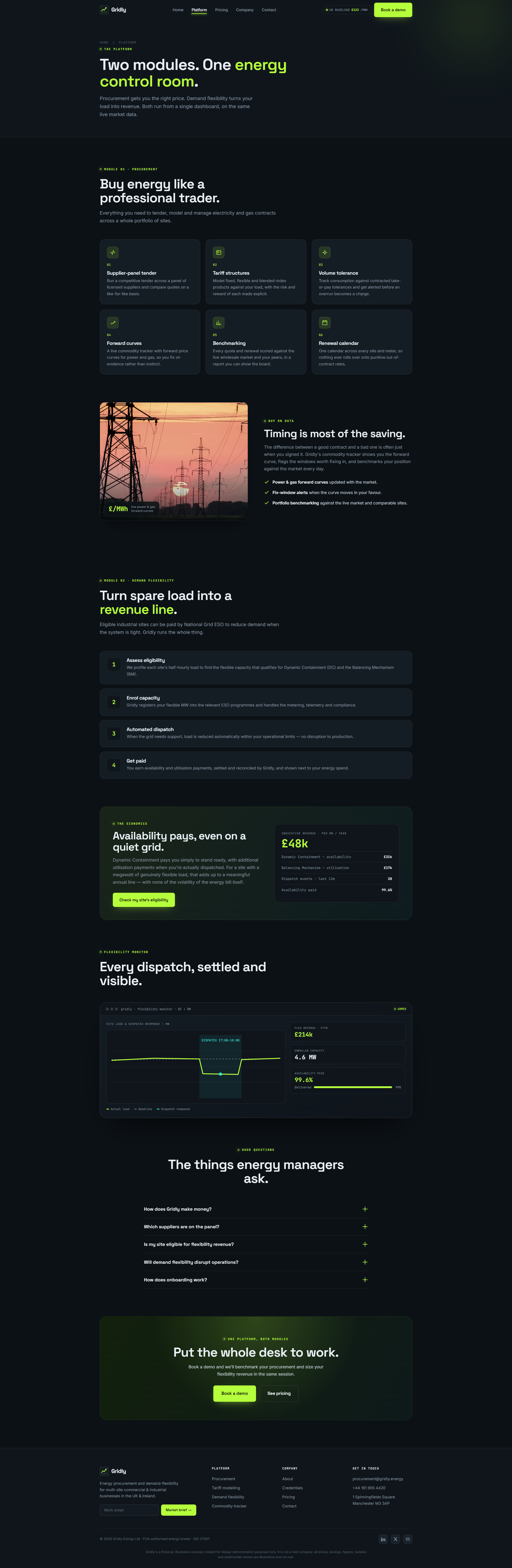 Energy Procurement & Demand Flexibility Platform Website, platform overview