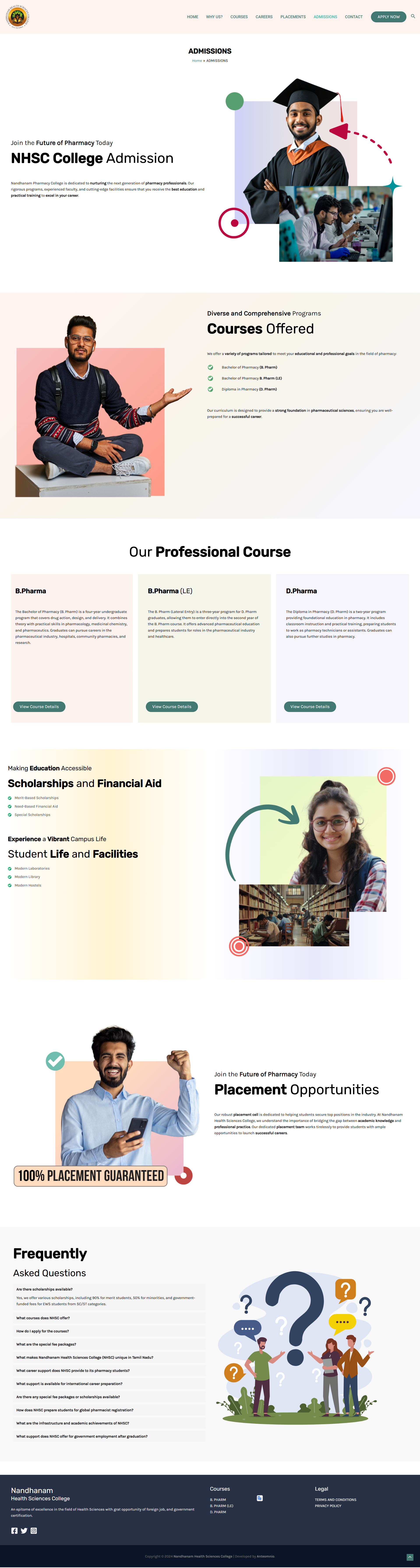 Health sciences college website, screenshot 8
