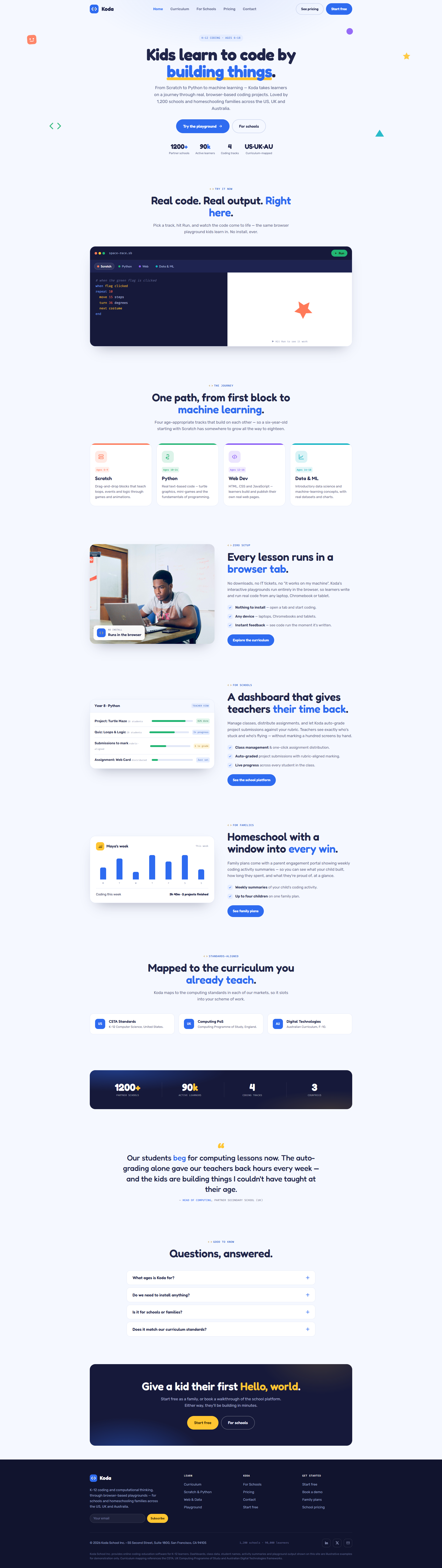 K-12 Coding & Computational Thinking Platform Website