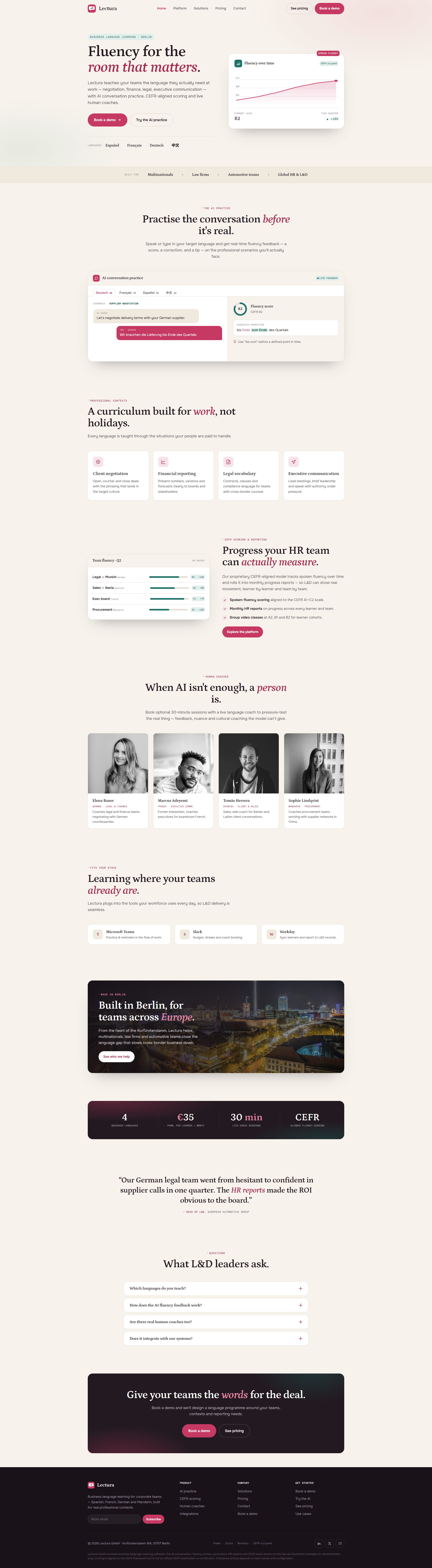 Corporate Language Learning Platform Website