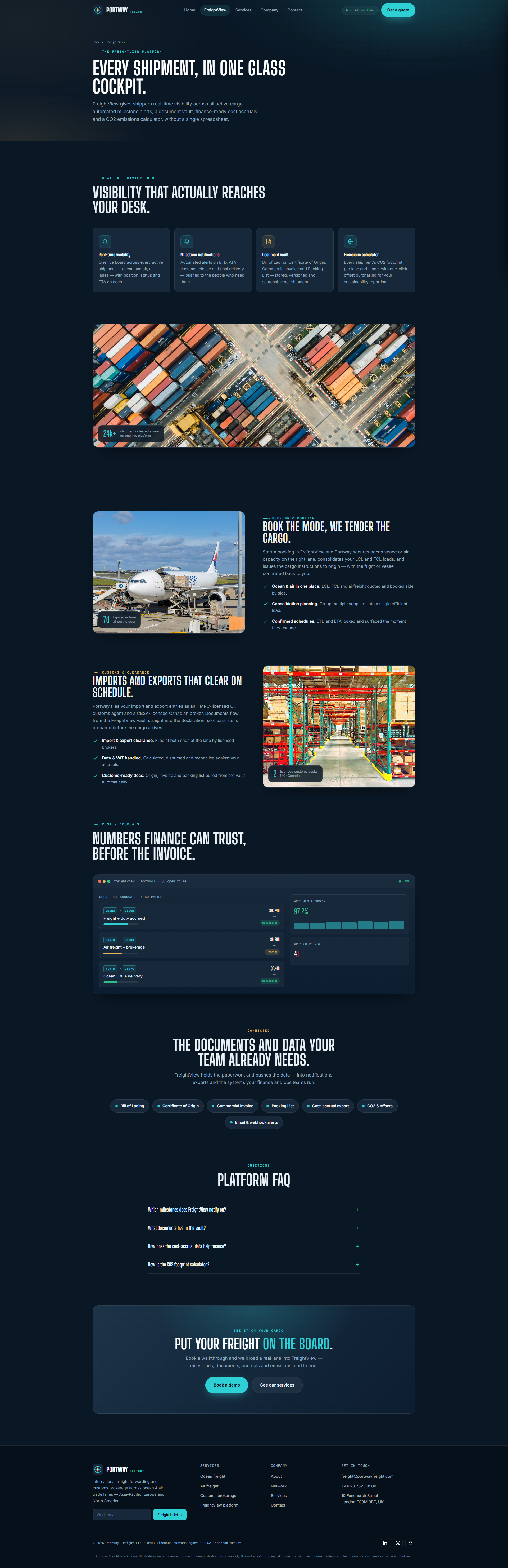 International Freight Forwarding Website, platform overview
