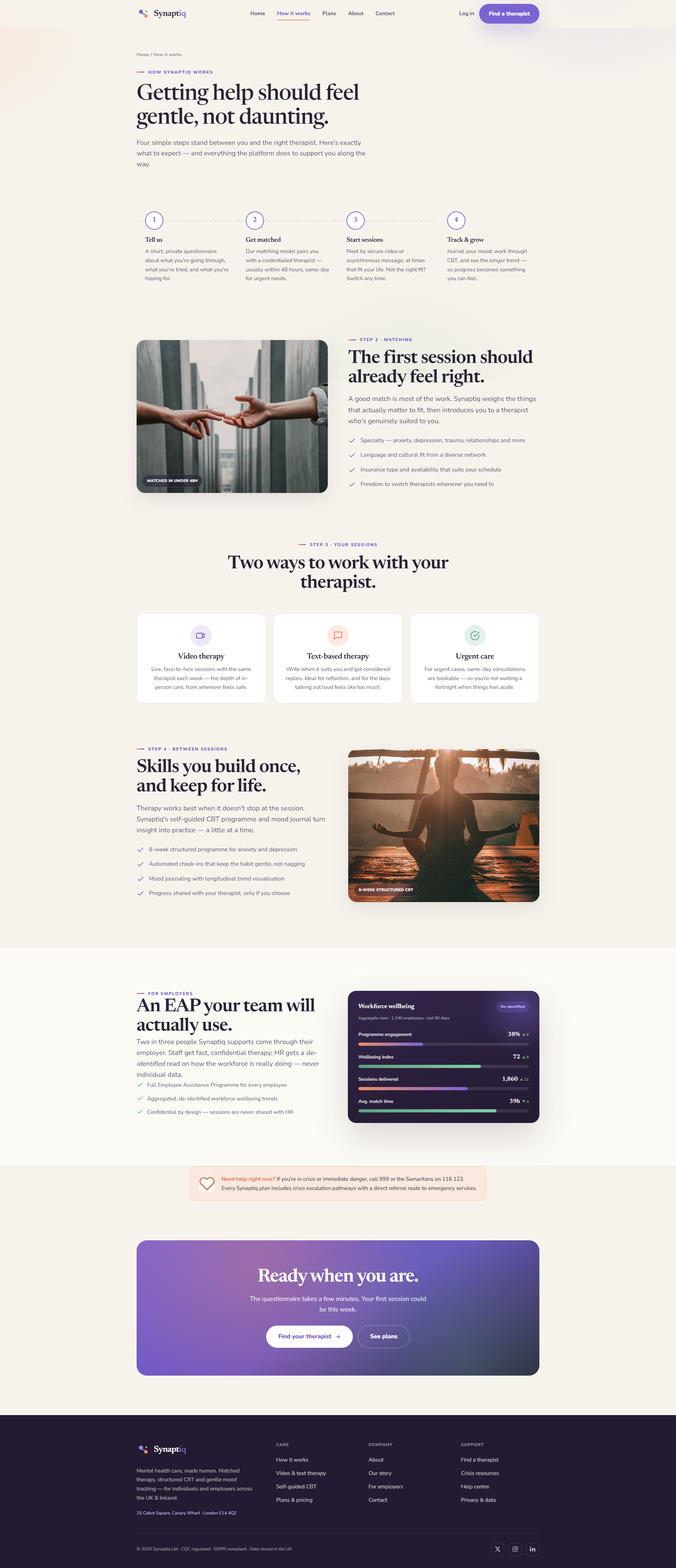 Mental Health Therapy Platform Website, how it works