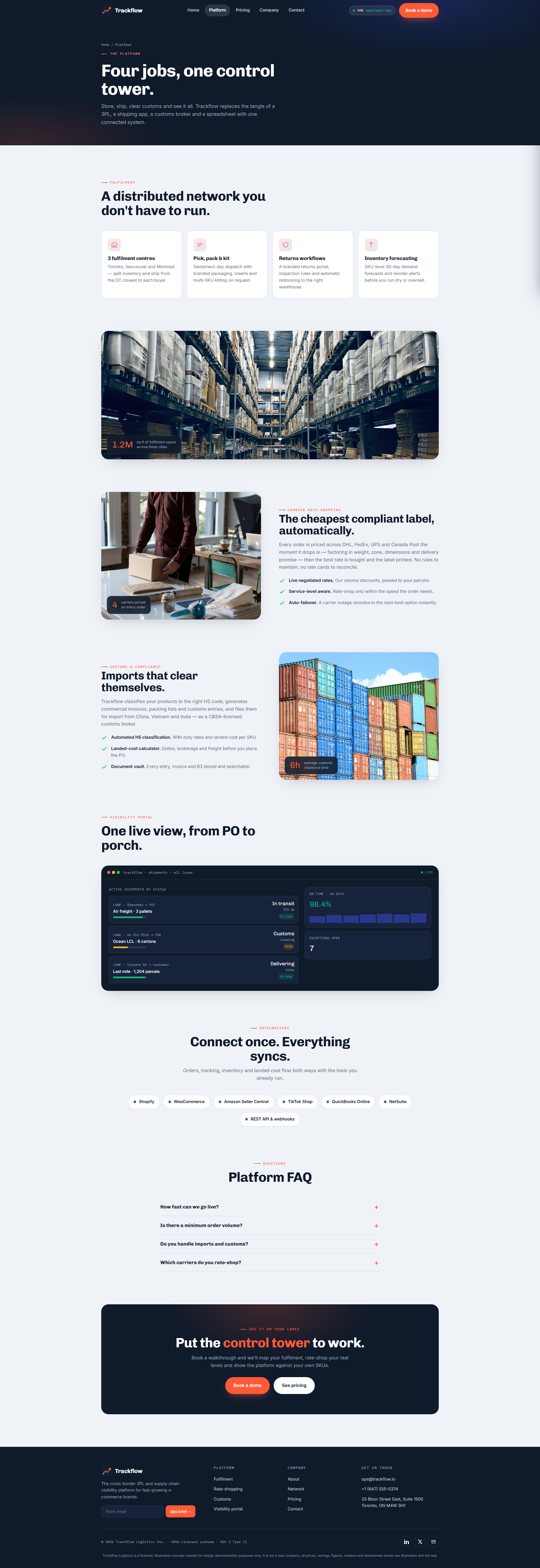 Cross-Border 3PL & Visibility Platform Website, platform overview