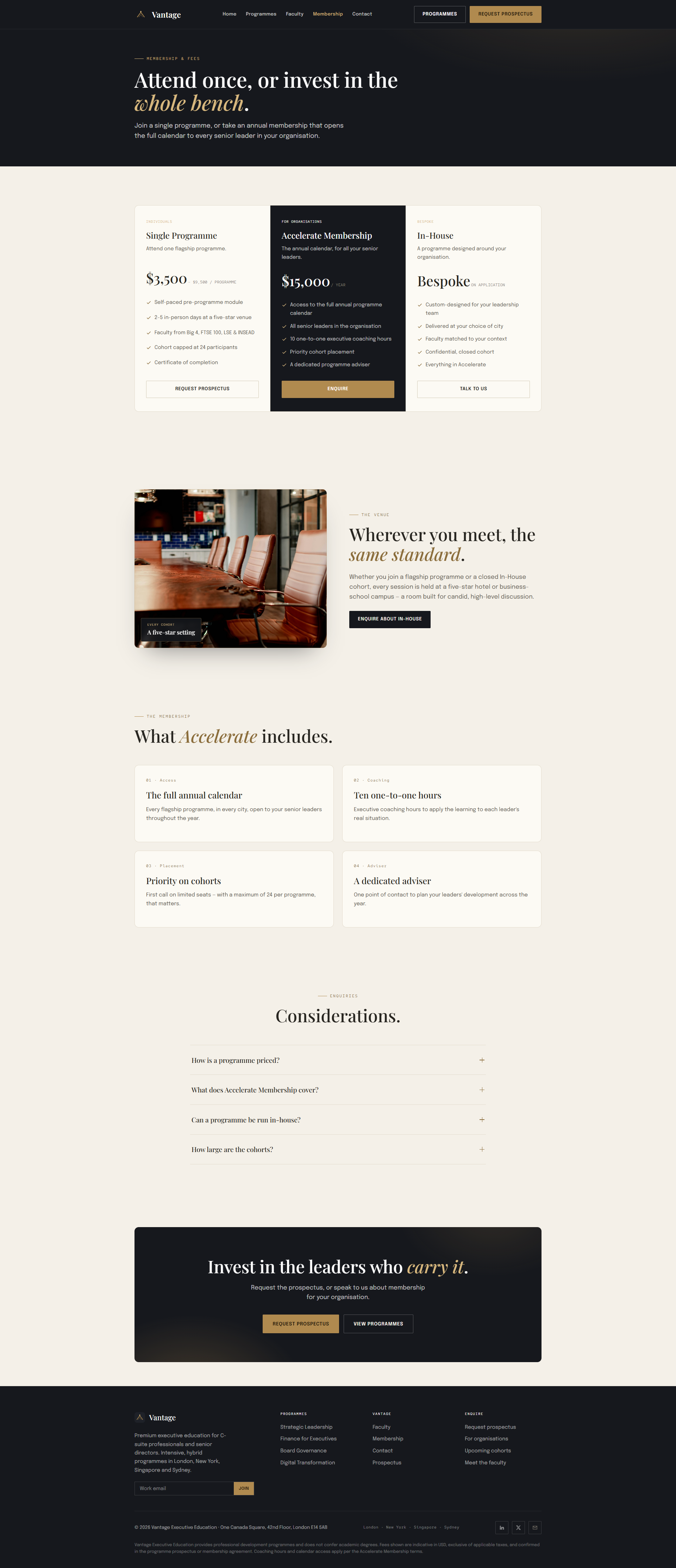 C-Suite Leadership Programmes Website, membership page